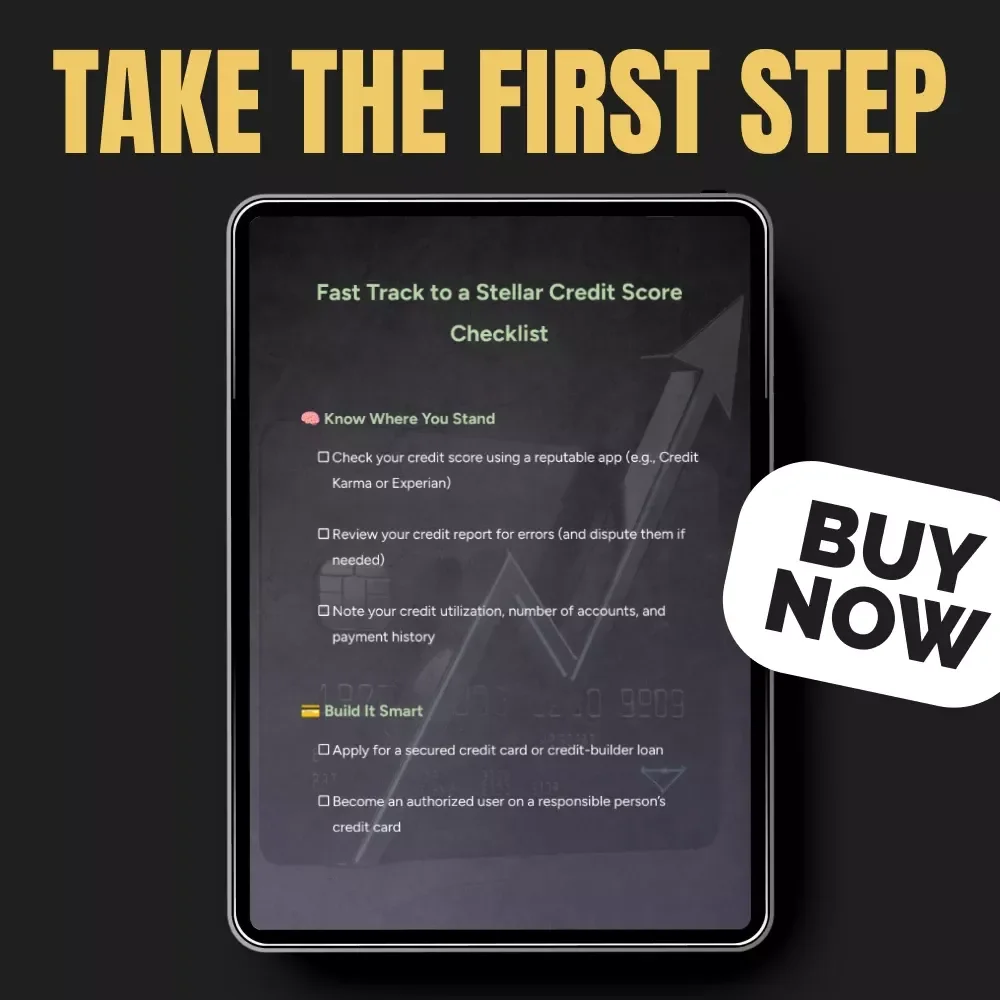 Fast Track to a Stellar Credit Score Checklist | Printable Credit Repair Guide | Instant Digital Download | Best Ways to Build Credit Fast