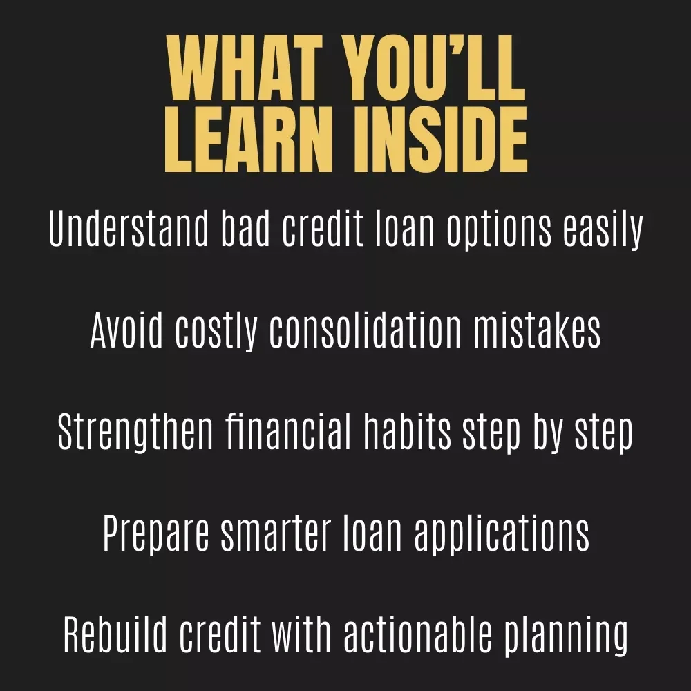 A Real-World Guide to Debt Consolidation Loans with Bad Credit — Printable eBook, Financial Guide, Budgeting Resource for Bad Credit Debt Help | Digital Download
