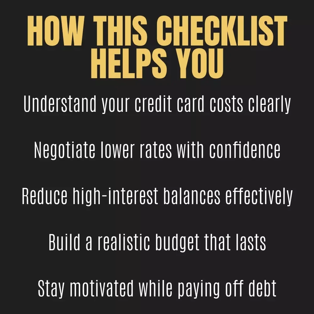 The Credit Card Payment Reduction Checklist | Printable Financial Planner for How to Lower Credit Card Payments and Save More Monthly