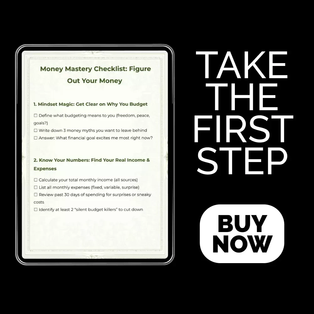 Money Mastery Checklist: Figure Out Your Money | Printable Budget Planner, Digital Download for How to Figure Out Your Budget, Personal Finance Organizer