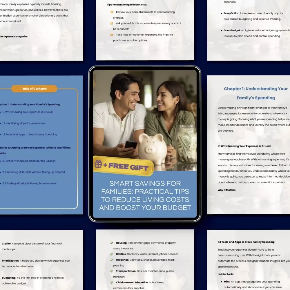 Smart Savings for Families: Practical Tips to Reduce Living Costs and Boost Your Budget | Family Finance Guide | Budget Planner | Printable PDF | Tips for Reducing Family Living Costs