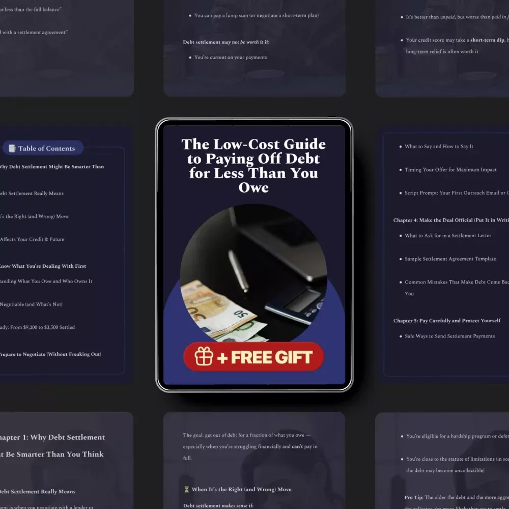 The Low-Cost Guide to Paying Off Debt for Less Than You Owe | Digital eBook for How to Settle a Debt for Less and Rebuild Credit Confidence