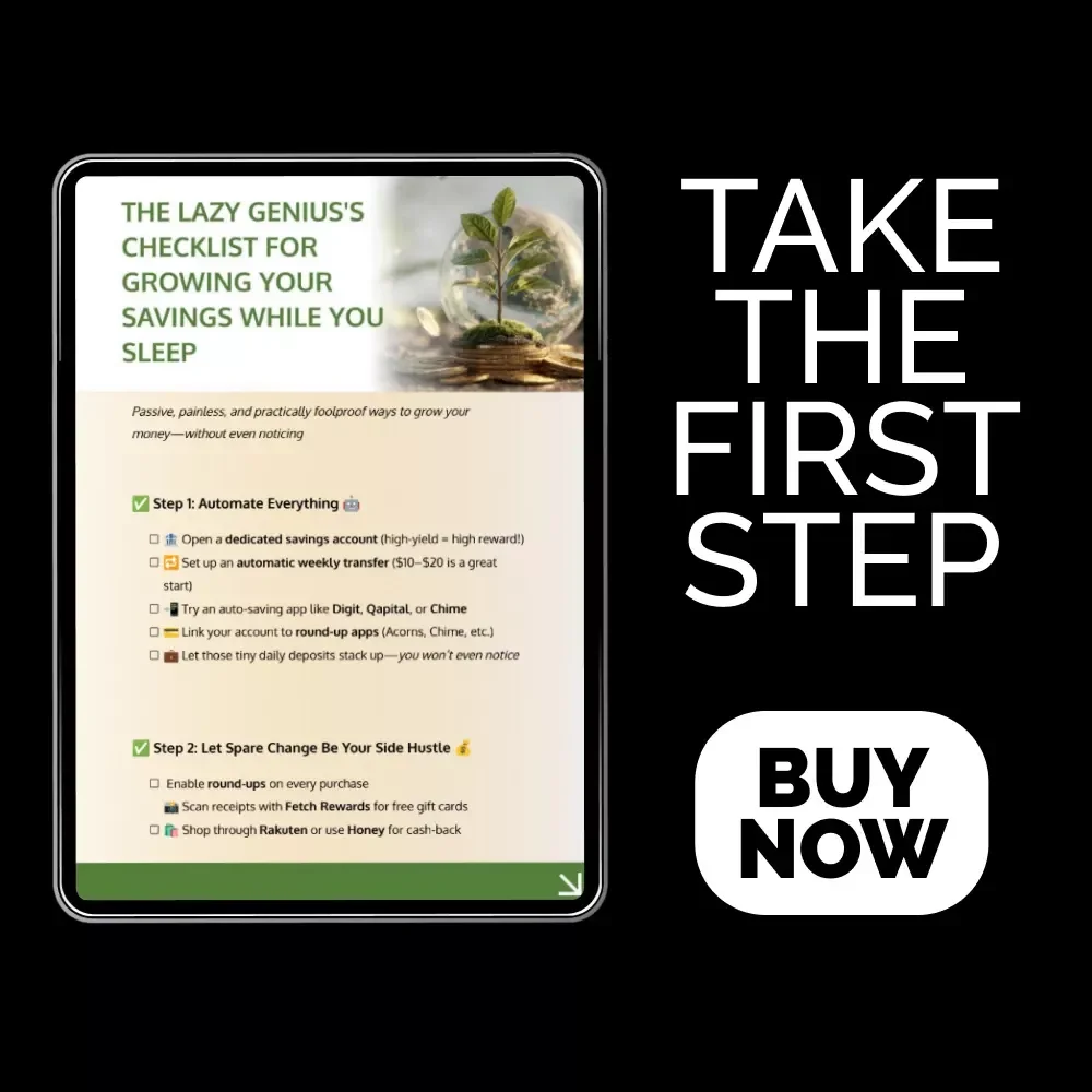 The Lazy Genius's Checklist for Growing Your Savings While You Sleep | Passive Ways to Grow Savings | Printable Money-Saving Checklist | Digital Download for Easy Automated Savings