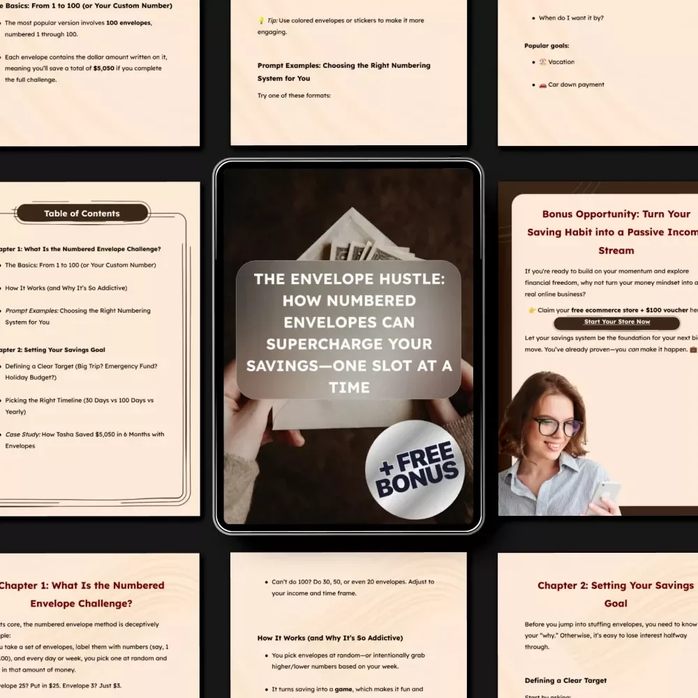The Envelope Hustle: How Numbered Envelopes Can Supercharge Your Savings—One Slot at a Time | Budgeting eBook, Savings Challenge Guide, numbered envelopes to save money System