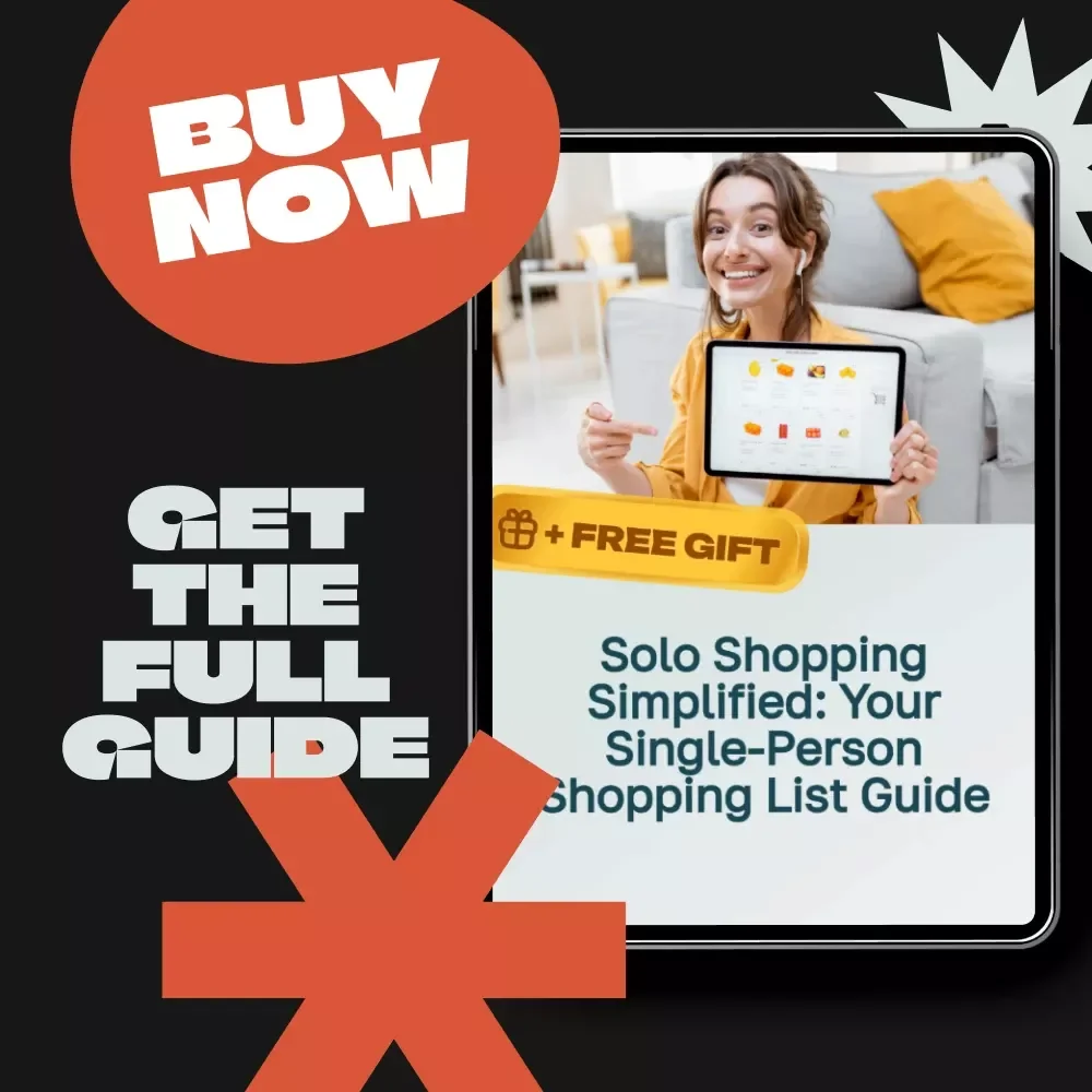 Solo Shopping Simplified: Your Single-Person Shopping List Guide | Digital Download, Minimalist Grocery Planner, shopping list for single person