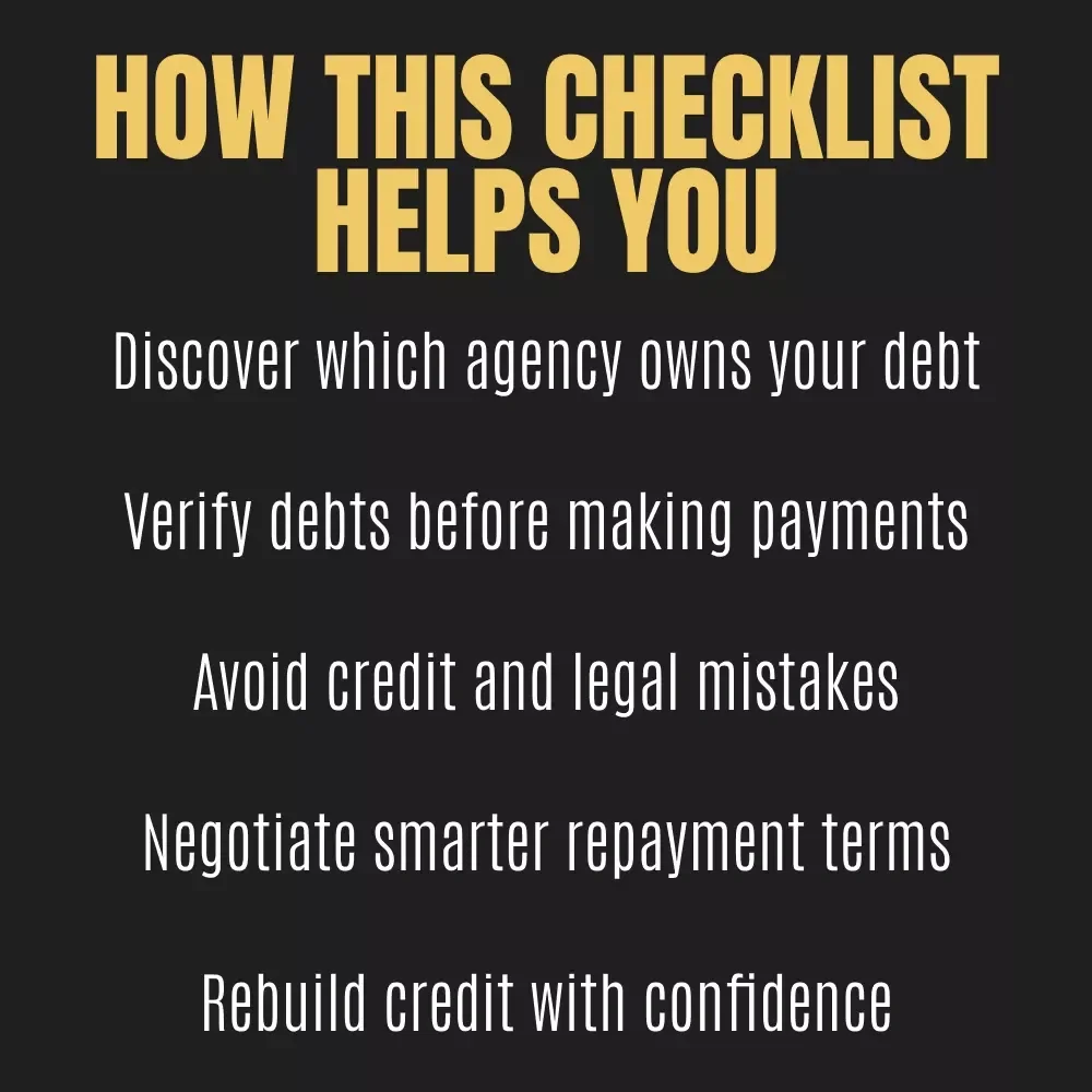 Who’s Got My Debt Checklist | Printable Step-by-Step Guide for How to Find Out What Collection Agency I Owe and Rebuild Credit Confidence