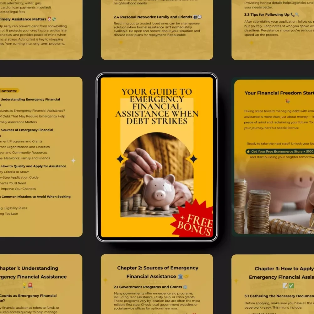 Your Guide to Emergency Financial Assistance When Debt Strikes | Essential eBook for emergency financial assistance for debt | Debt-Relief Support Digital Download
