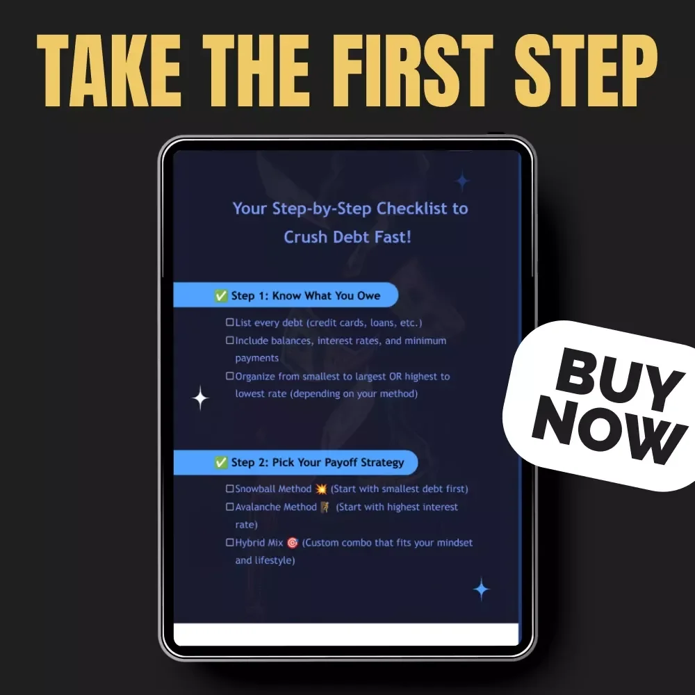 Your Step-by-Step Checklist to Crush Debt Fast | Printable Debt Repayment Plan Guide for Financial Freedom | Budgeting & Money Management Checklist