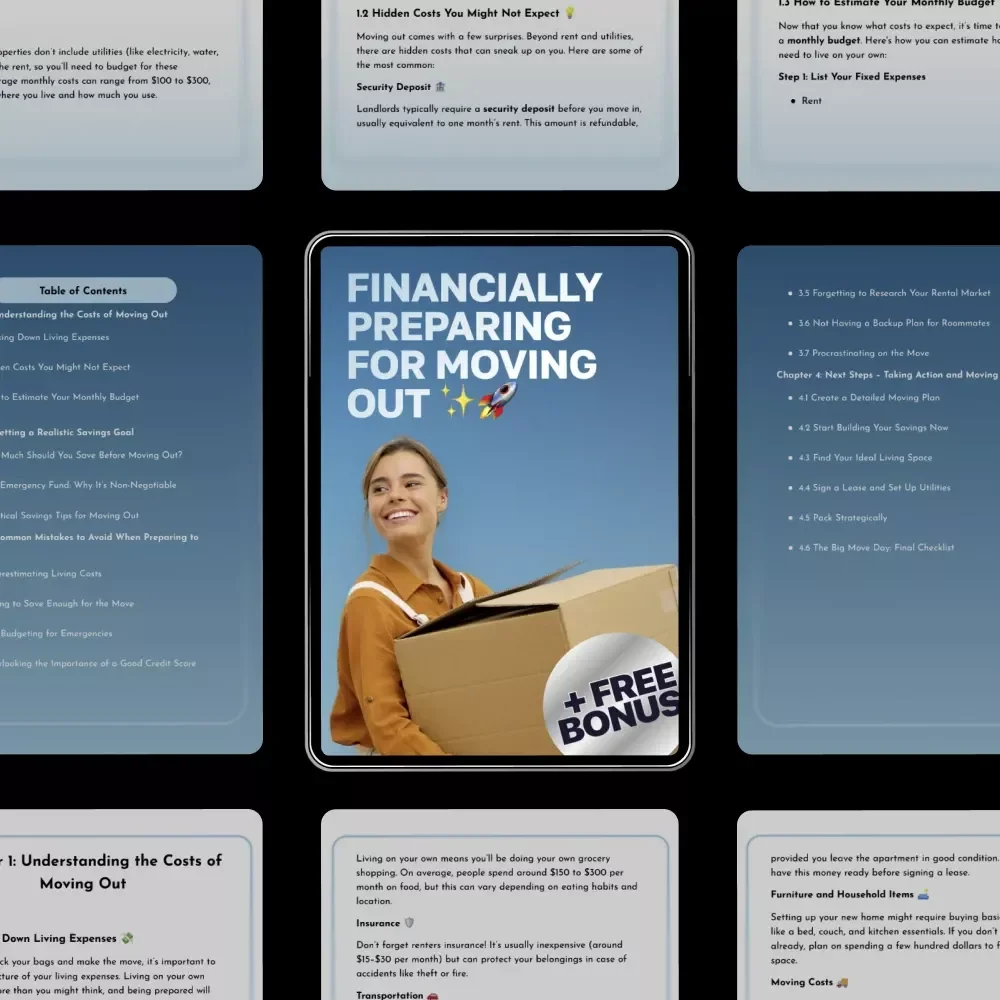 Financially Preparing for Moving Out | Step-by-Step Guide to Independence | Learn How to Financially Prepare for Moving Out | Digital Download