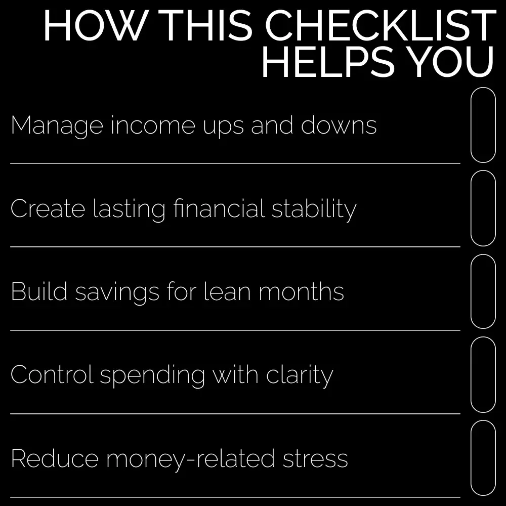 The Irregular Income Mastery: Take Control of Your Finances | Income Uncertainty Budgeting Techniques Checklist for Freelancers, Creators & Entrepreneurs | Digital Download