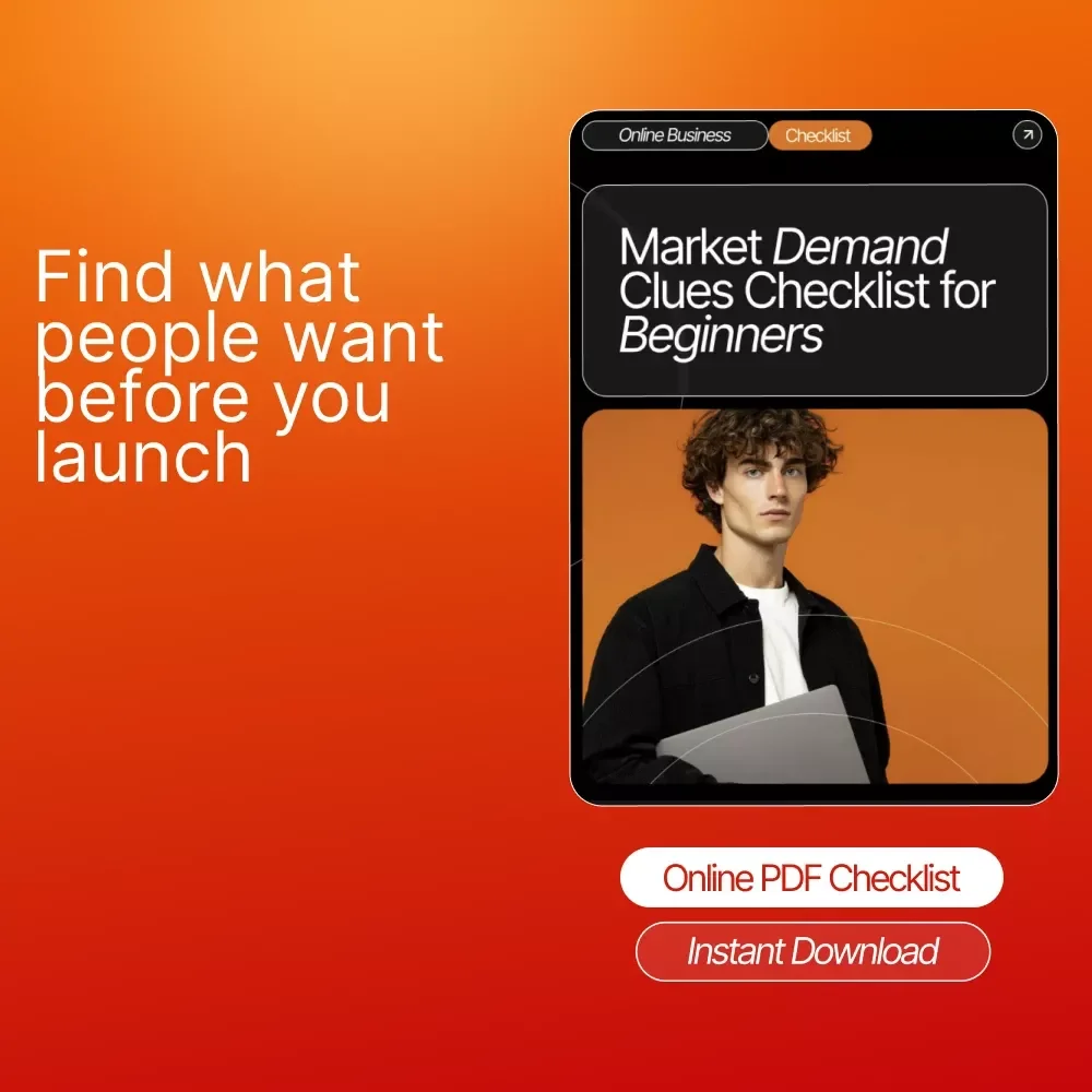 Market Demand Clues Checklist for Beginners | Digital Download Guide for New Entrepreneurs, Product Creators & Online Sellers | Easy Market Demand Clues for Beginners