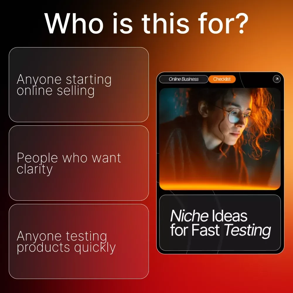 Niche Ideas for Fast Testing Checklist | Digital Download for Entrepreneurs, Etsy Sellers & Marketers | Niche Ideas for Fast Testing Guide for Fast Validation