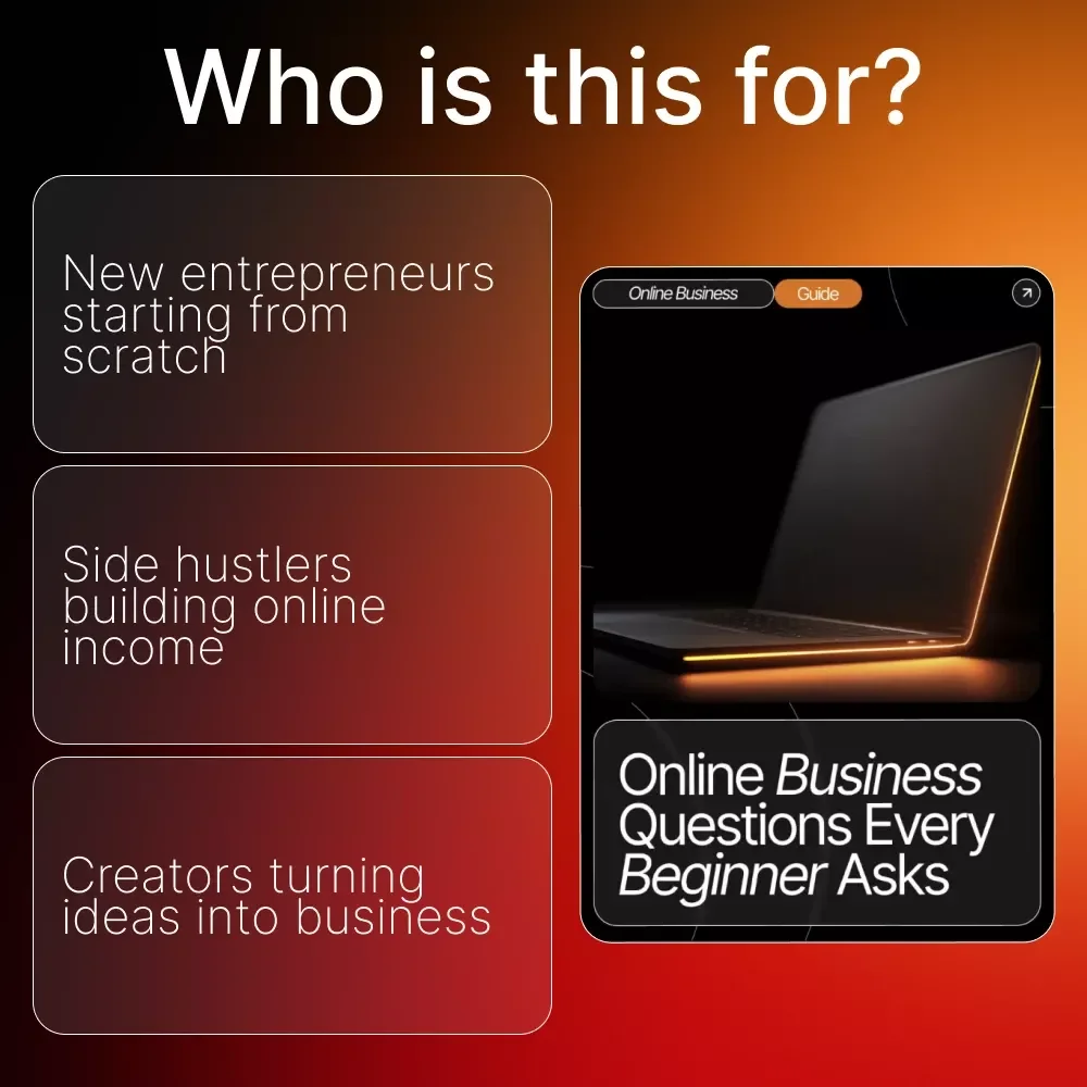 Online Business Questions Every Beginner Asks | Digital Download Guide for New Entrepreneurs & Side Hustlers | Simple Answers to Online Business Questions Beginners Ask