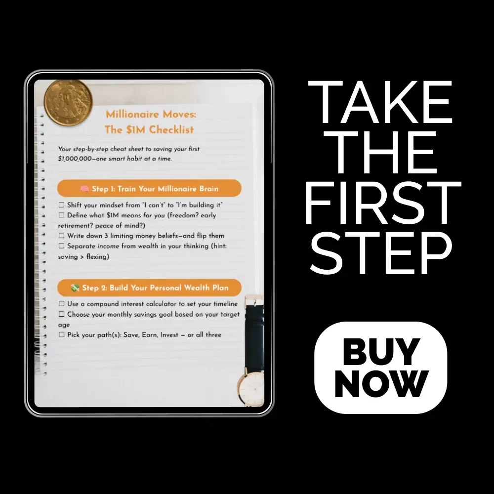 Millionaire Moves: The $1M Checklist | How to Save 1 Million Dollars Planner | Digital Wealth Checklist for Financial Freedom