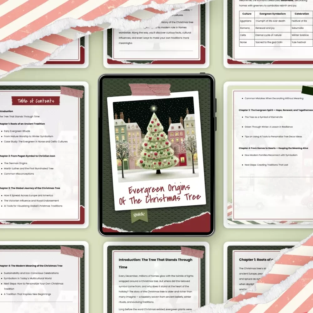 Evergreen Origins of the Christmas Tree | Historical Christmas Guide | Digital Download eBook on where did the christmas tree originate | Holiday Traditions & Winter Symbolism