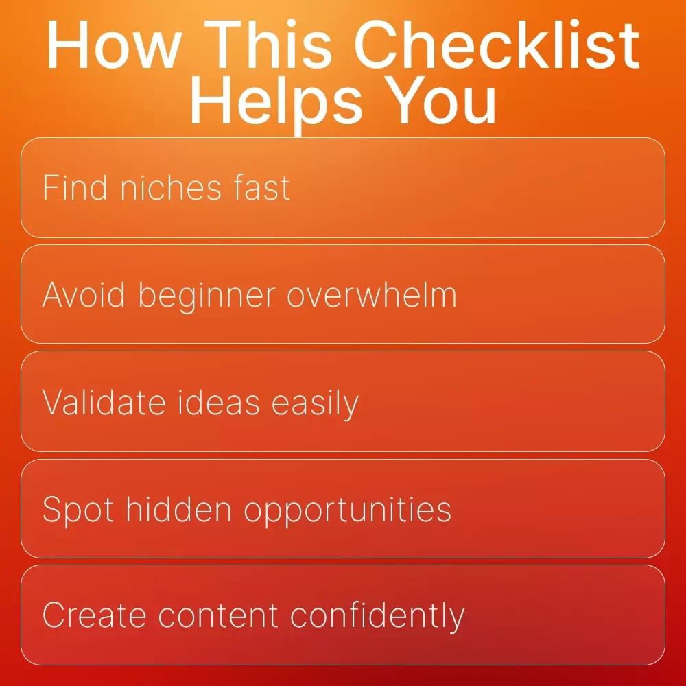 Easy Niche Ideas for Total Beginners Checklist | Digital Download for New Creators, Side Hustlers & Online Business Starters | Easy Niche Ideas for Total Beginners SEO Guide
