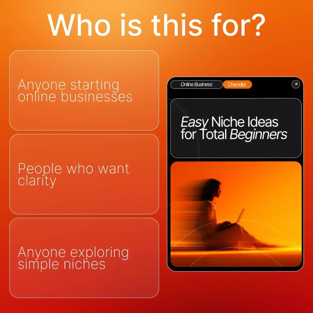 Easy Niche Ideas for Total Beginners Checklist | Digital Download for New Creators, Side Hustlers & Online Business Starters | Easy Niche Ideas for Total Beginners SEO Guide