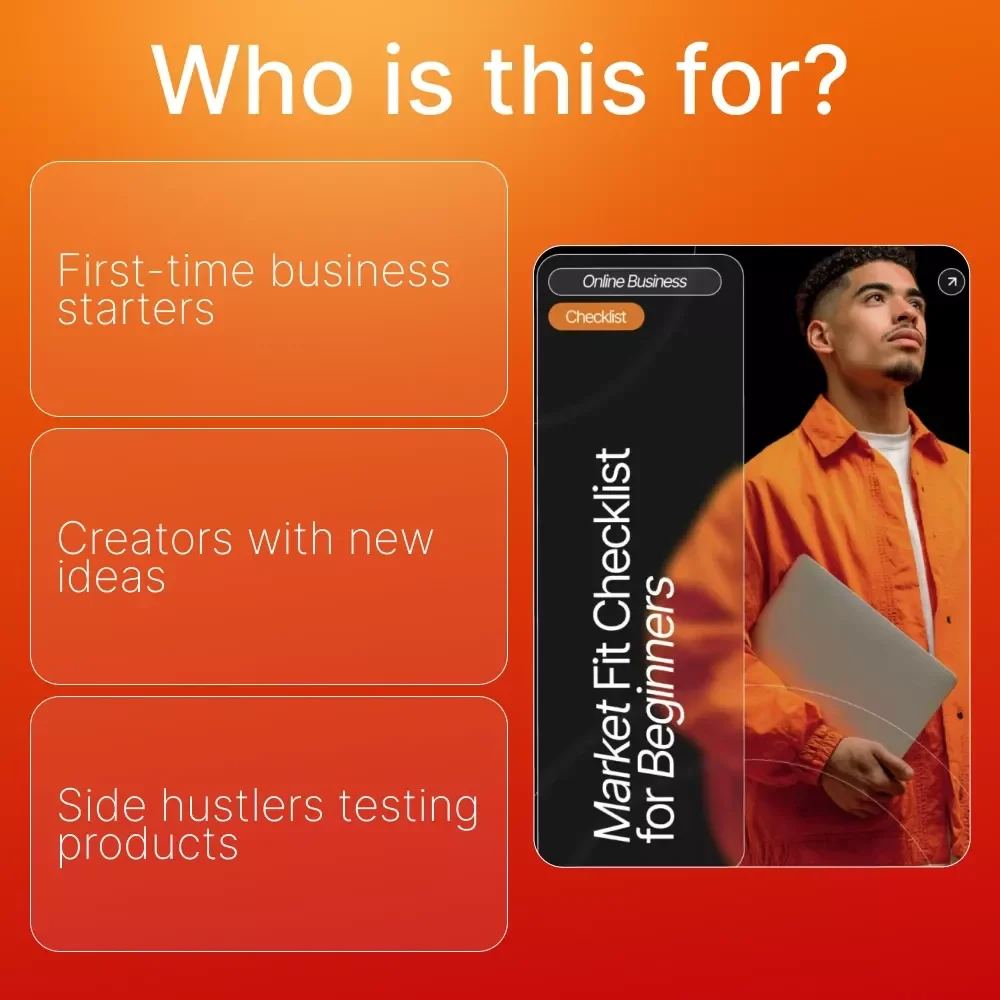 Market Fit Checklist for Beginners | Digital Download Business Guide for Entrepreneurs, Startups & Small Business Owners | Market Validation Workbook