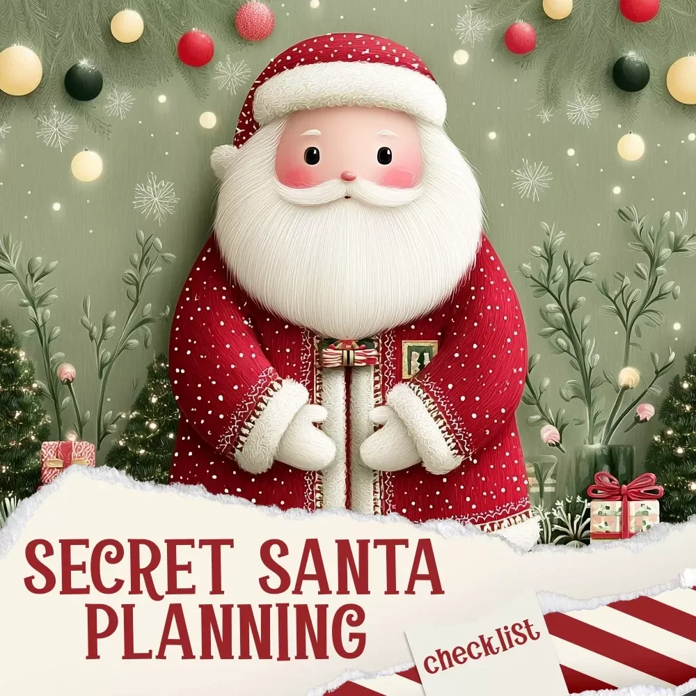 Secret Santa Planning Checklist | Holiday Party Organizer | Printable Digital Download | How to Plan Secret Santa Guide for Work, Friends & Family