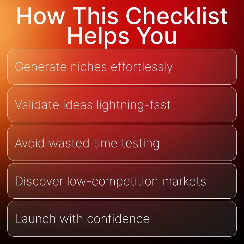 Niche Ideas for Fast Testing Checklist | Digital Download for Entrepreneurs, Etsy Sellers & Marketers | Niche Ideas for Fast Testing Guide for Fast Validation