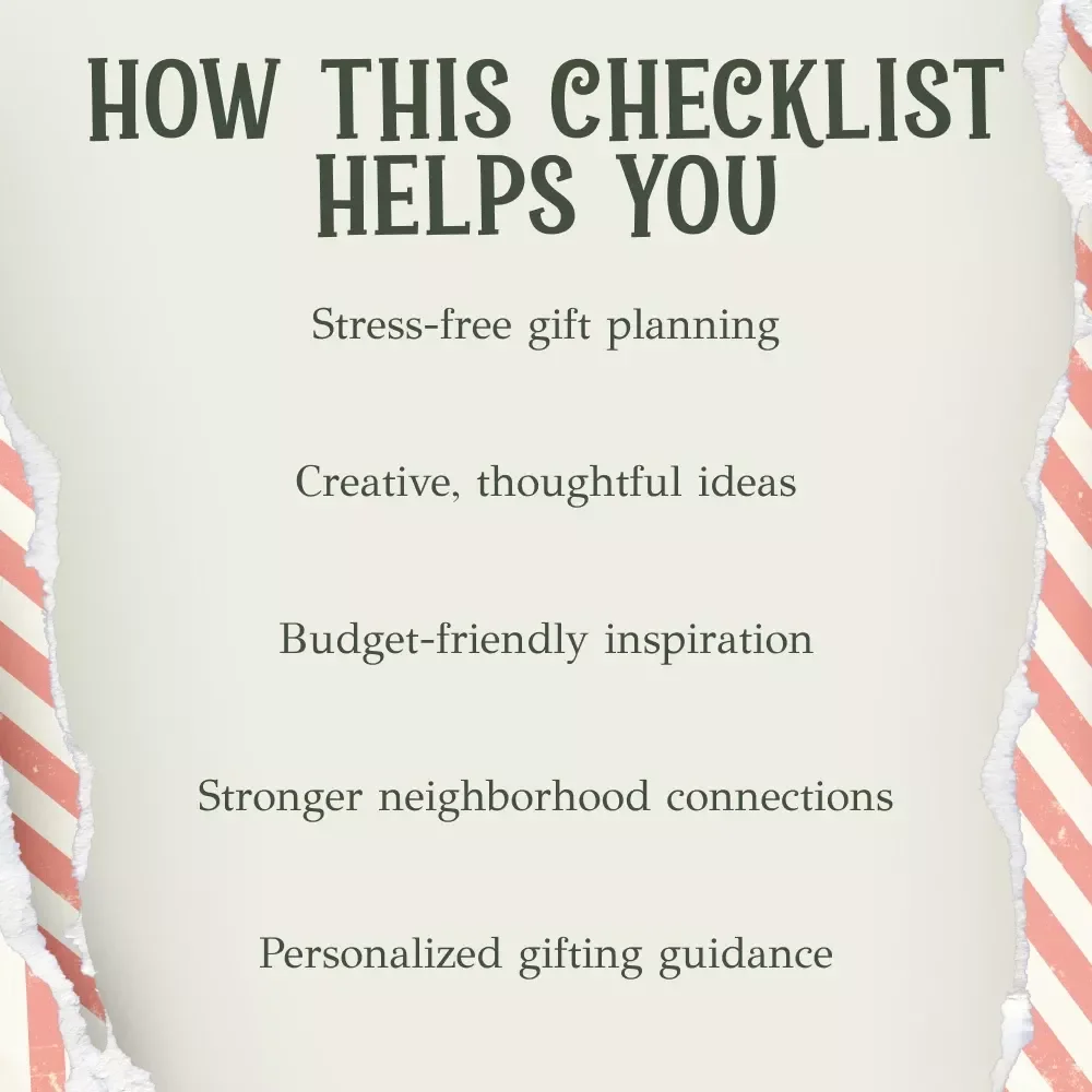The Neighborly Holiday Gifting Checklist | Festive Christmas Gift Ideas for Neighbors | Printable Holiday Checklist & Digital Download