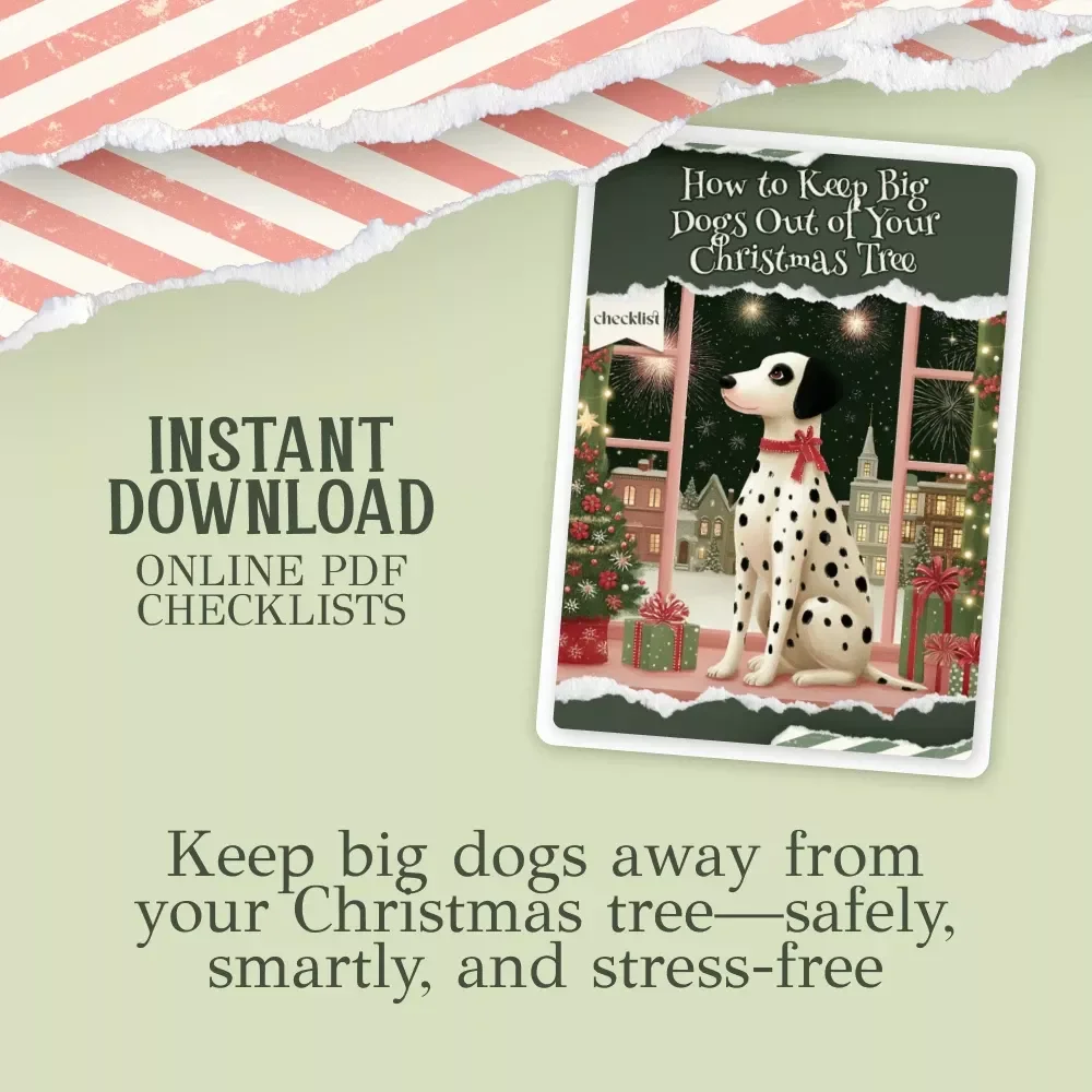 How to Keep Big Dogs Out of Your Christmas Tree – Printable Holiday Pet Safety Checklist | Digital Download Guide for Dog Owners