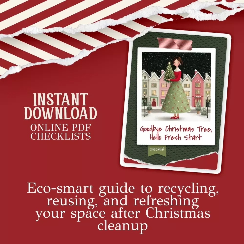 Goodbye Christmas Tree, Hello Fresh Start — Eco-Friendly Holiday Cleanup Checklist | How to Dispose of Christmas Tree the Right Way | Digital Download for a Sustainable New Year