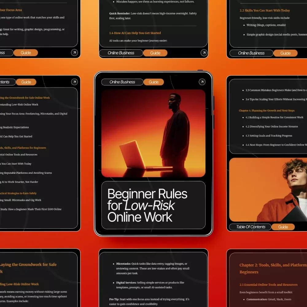 Beginner Rules for Low-Risk Online Work | Digital Download Guide for Freelancers, Side Hustlers & Remote Workers | Safe, Practical Tips and Beginner Rules for Low-Risk Online Work