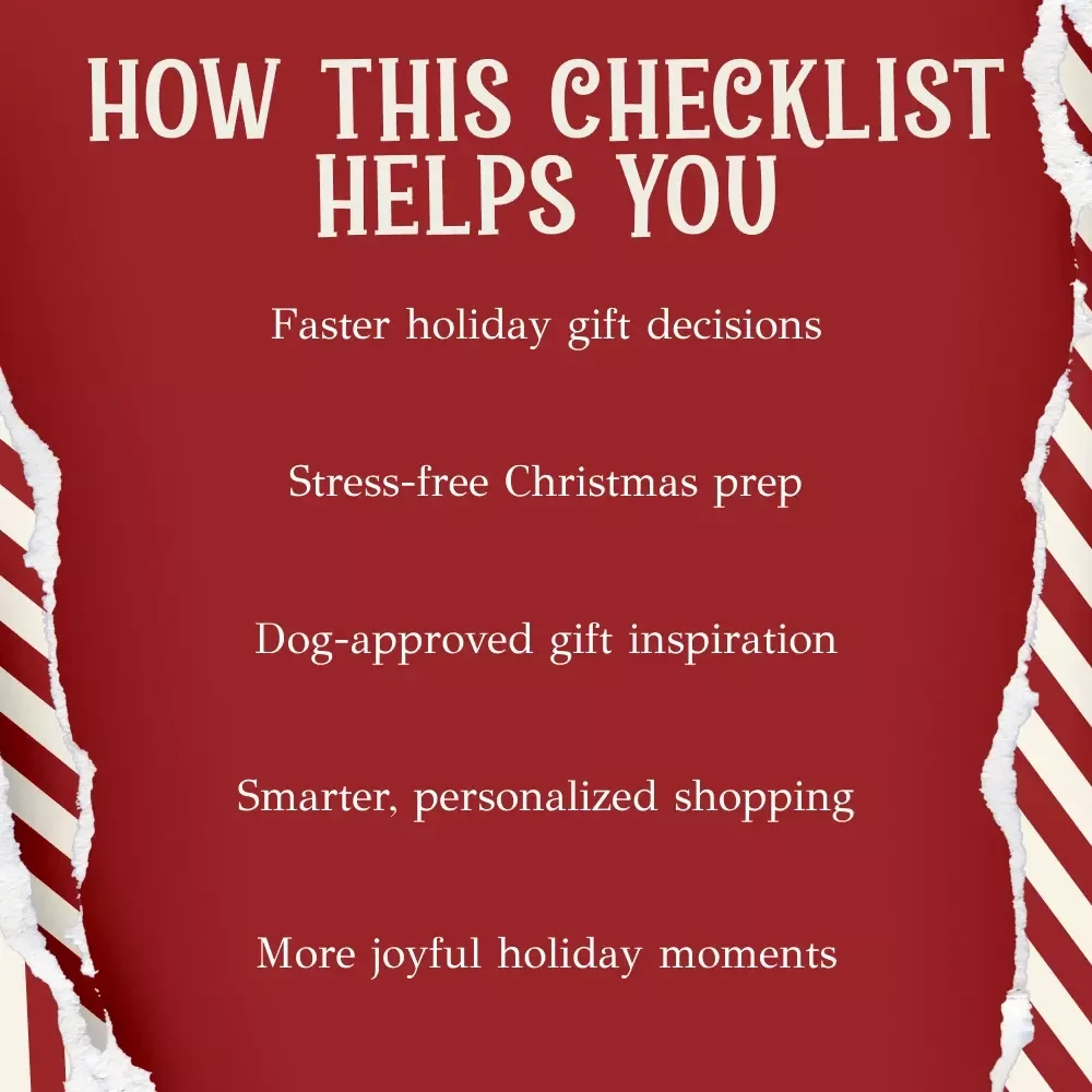 The Dog Christmas Gift Checklist | Holiday Pet Guide | Festive christmas gifts ideas for dogs | Printable Digital Download for Dog Lovers