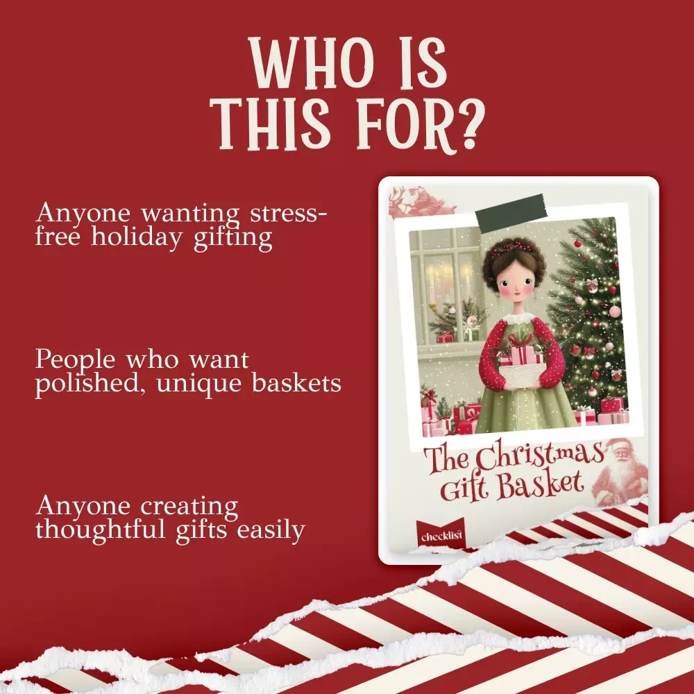The Christmas Gift Basket Checklist | Ultimate Holiday Planning Guide for christmas gift baskets, DIY Basket Ideas, Festive Themes & Perfect Gifting (Digital Download)