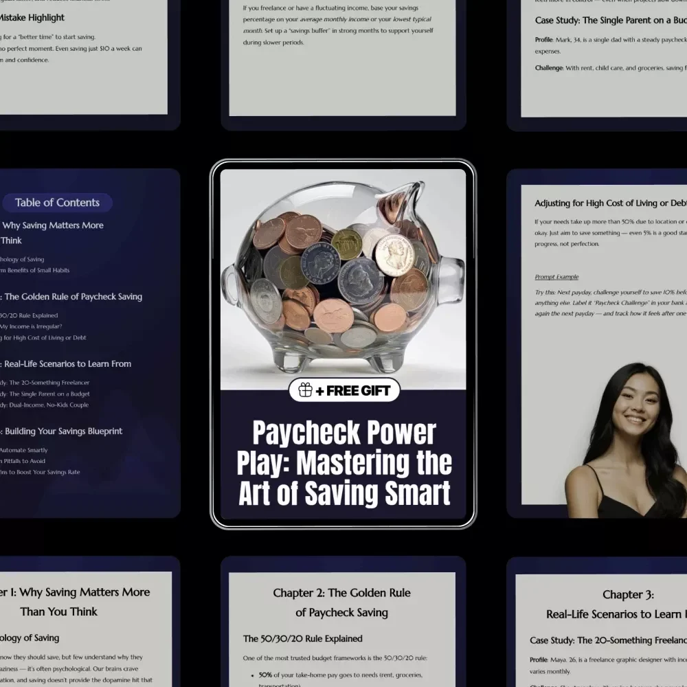 Paycheck Power Play: Mastering the Art of Saving Smart | Digital Money Guide | Learn How Much of Paycheck to Save | Personal Finance & Budgeting eBook for Smarter Saving Habits | Printable PDF