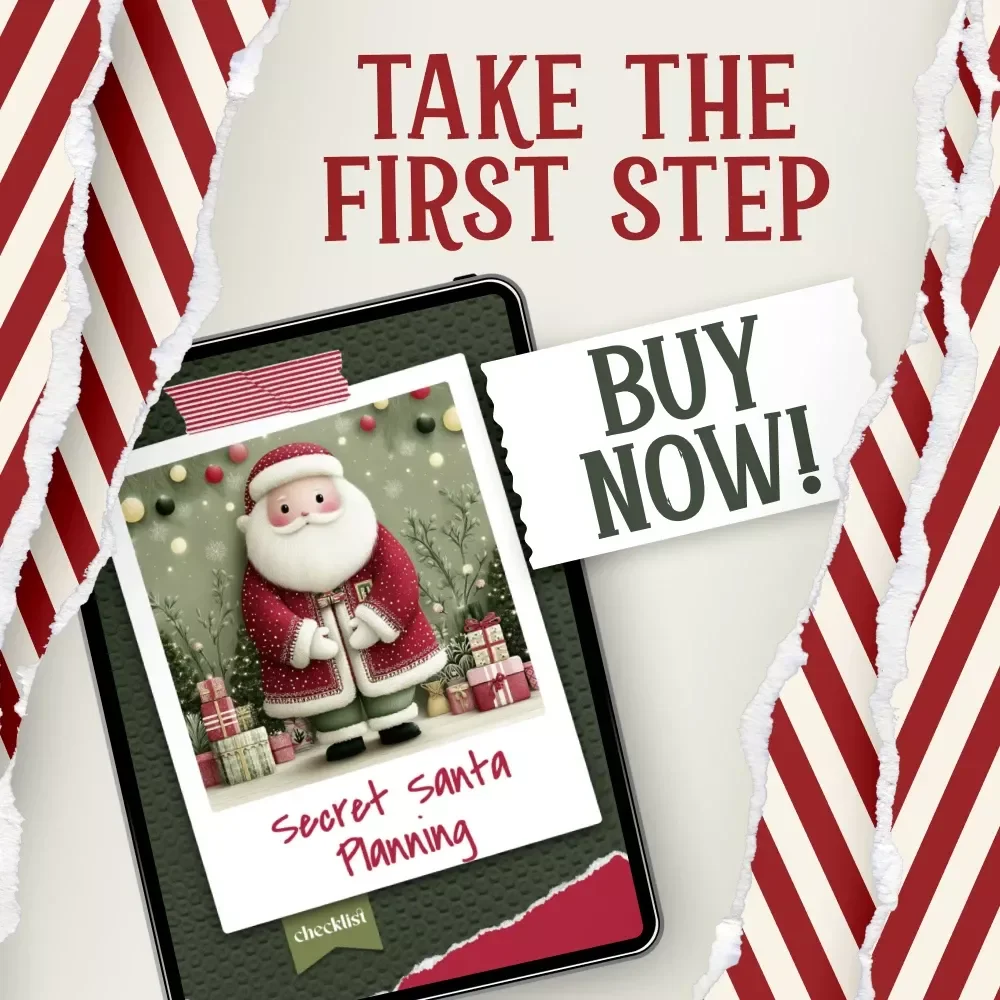 Secret Santa Planning Checklist | Holiday Party Organizer | Printable Digital Download | How to Plan Secret Santa Guide for Work, Friends & Family