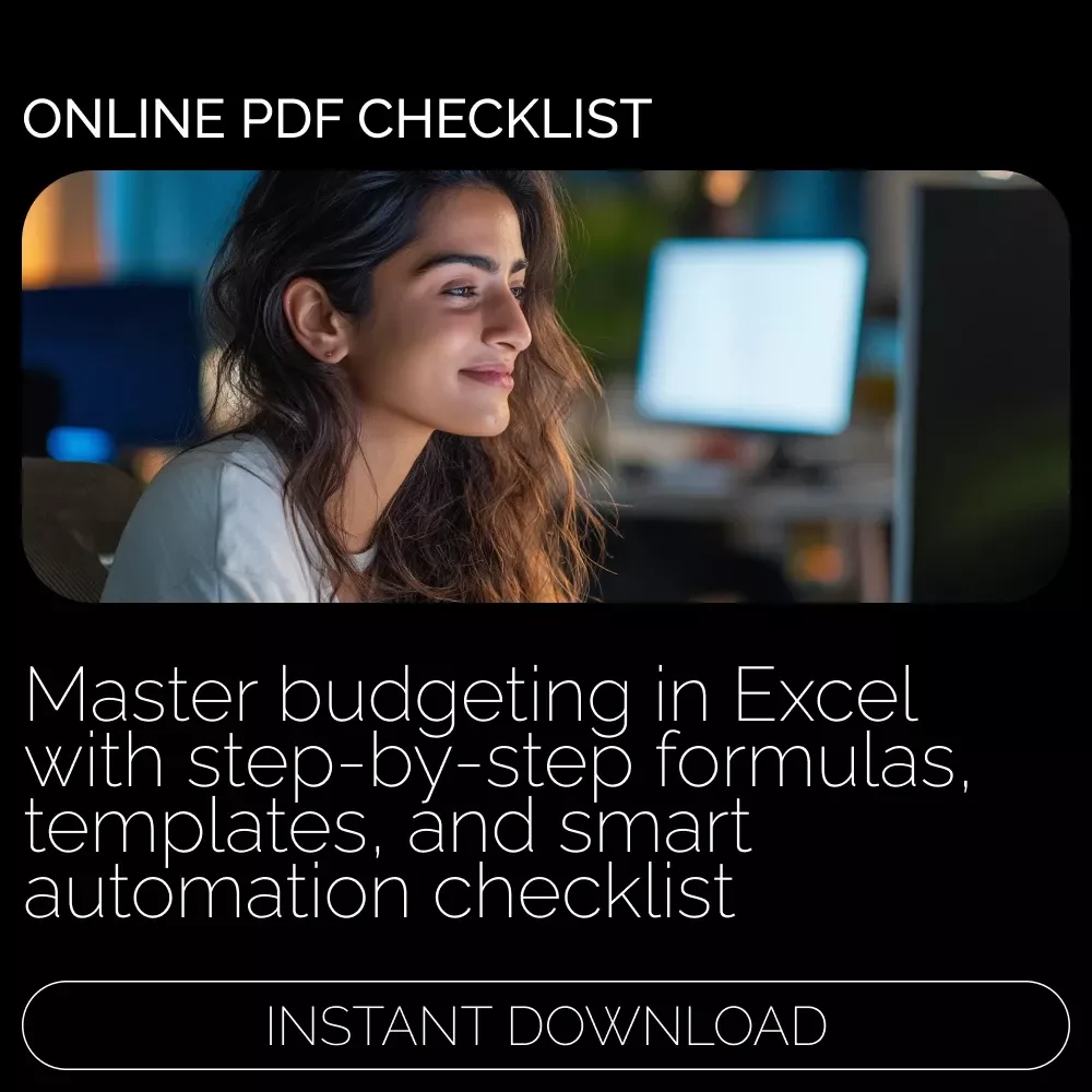 Excel Budgeting Mastery Checklist | Excel Formulas for Budgeting Guide | Digital Download Template Planner