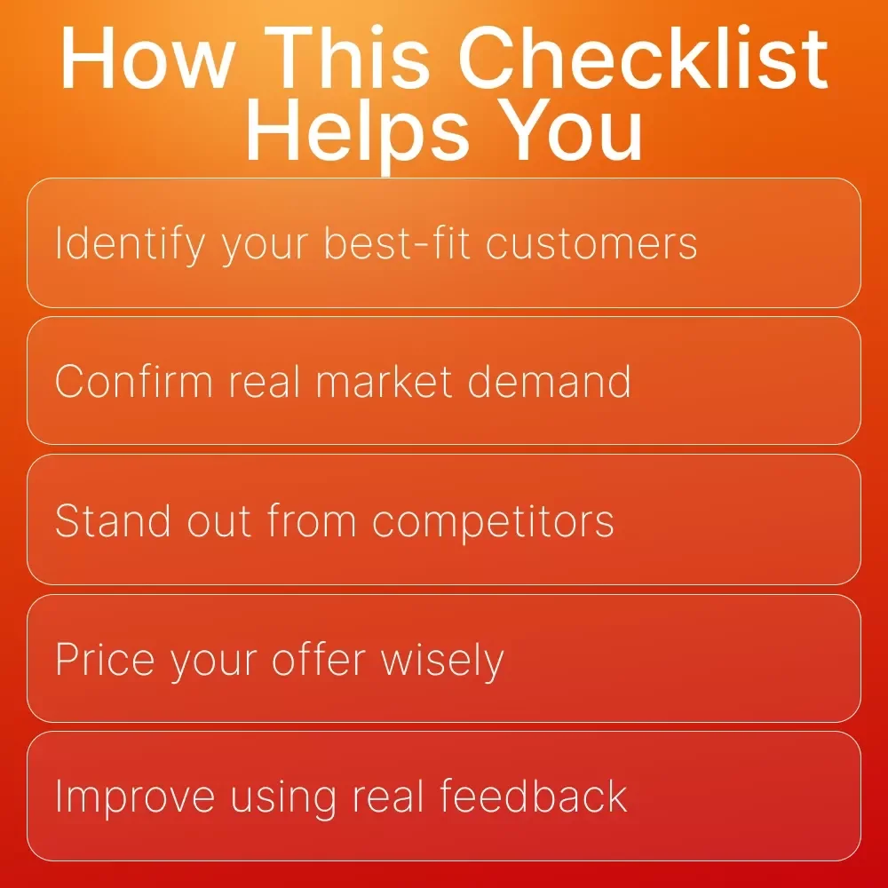 Market Fit Checklist for Beginners | Digital Download Business Guide for Entrepreneurs, Startups & Small Business Owners | Market Validation Workbook