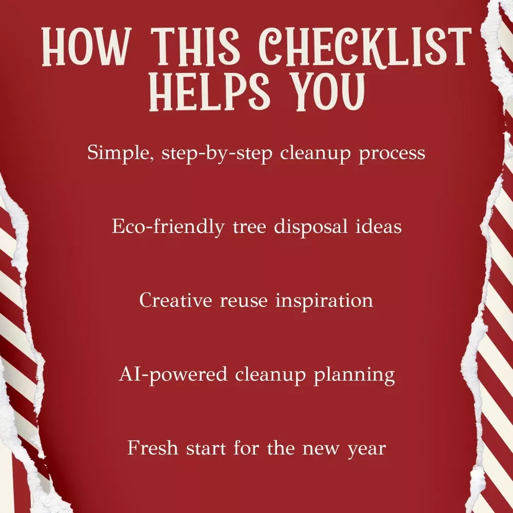 Goodbye Christmas Tree, Hello Fresh Start — Eco-Friendly Holiday Cleanup Checklist | How to Dispose of Christmas Tree the Right Way | Digital Download for a Sustainable New Year