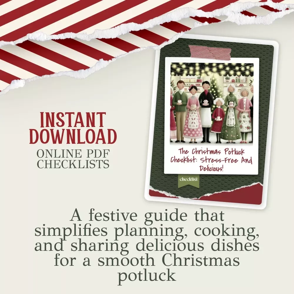 The Christmas Potluck Checklist: Stress-Free & Delicious | Printable Holiday Checklist for Easy Hosting | Christmas Potluck Ideas Guide