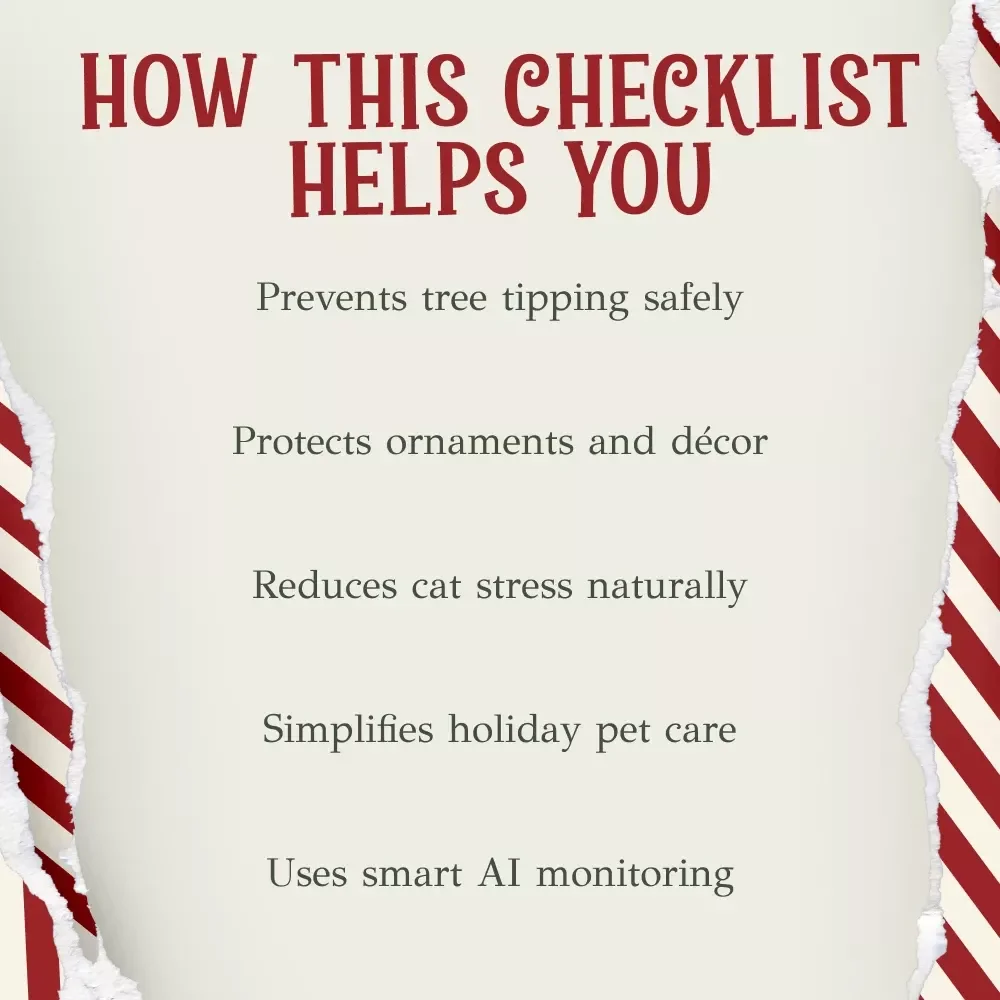Keep the Tree Standing Tall and Cat-Free | Printable Holiday Checklist | How to Keep Cats Off Christmas Tree | Pet-Friendly Christmas Decor Guide