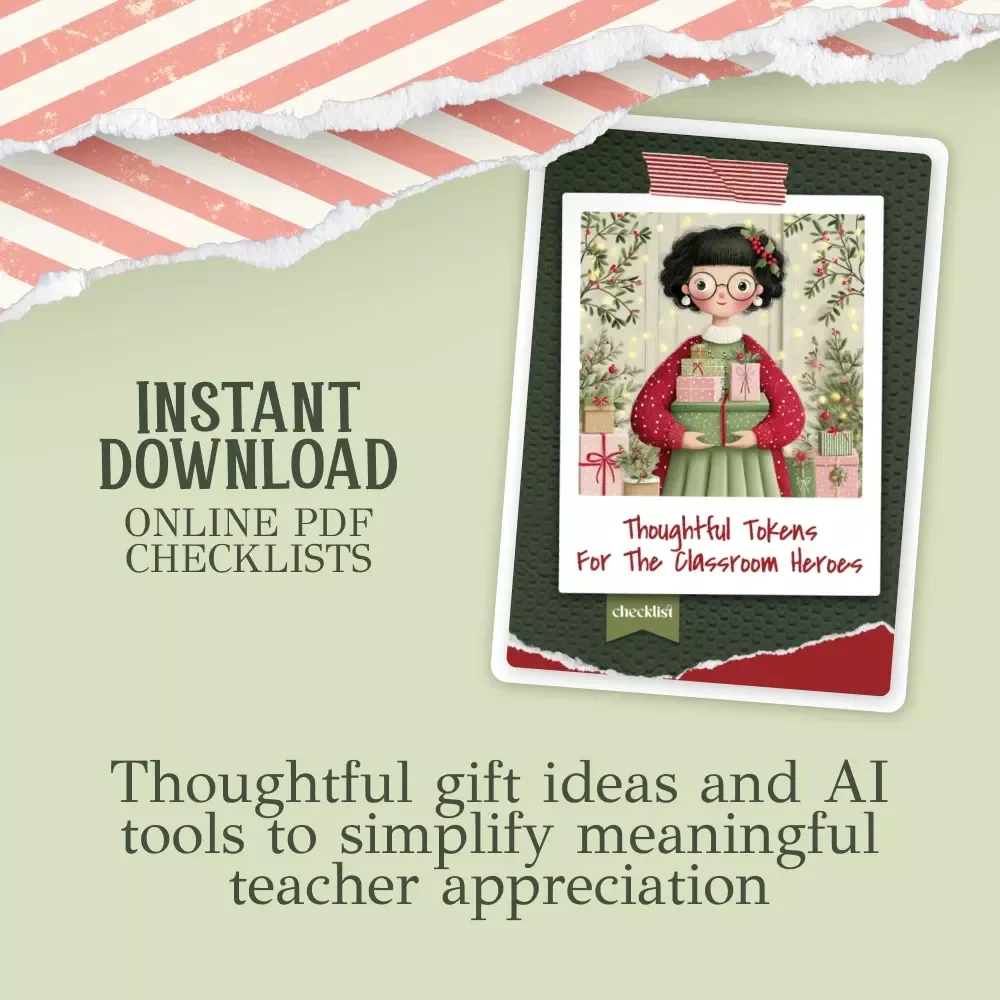 Thoughtful Tokens for the Classroom Heroes – Printable Checklist for Easy christmas gifts for teachers | Holiday Gift Guide | Teacher Appreciation Ideas | Instant Digital Download