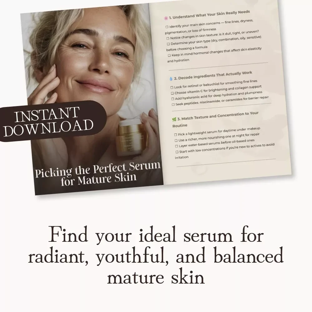 Picking the Perfect Serum for Mature Skin | Printable Skincare Checklist | How to Pick a Serum for Mature Skin | Anti-Aging Self-Care Digital Download