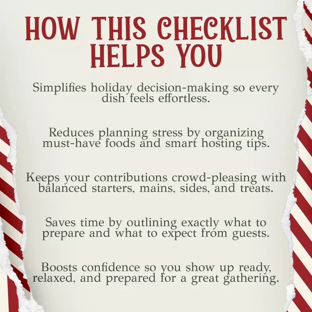 The Christmas Potluck Checklist: Stress-Free & Delicious | Printable Holiday Checklist for Easy Hosting | Christmas Potluck Ideas Guide