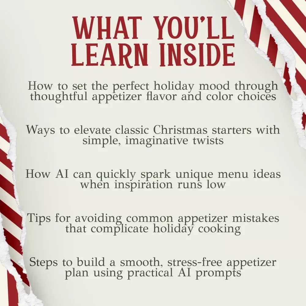 Delicious Starts to Christmas Feasts | Festive Holiday Guide for christmas appetizer ideas | Printable Digital Download for Stress-Free Entertaining