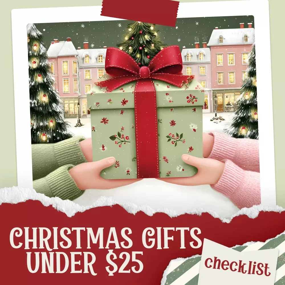 The Ultimate Christmas Gifts Under $25 Checklist | Digital Holiday Gift Guide | Printable Christmas Gift Ideas List for Budget-Friendly Shopping