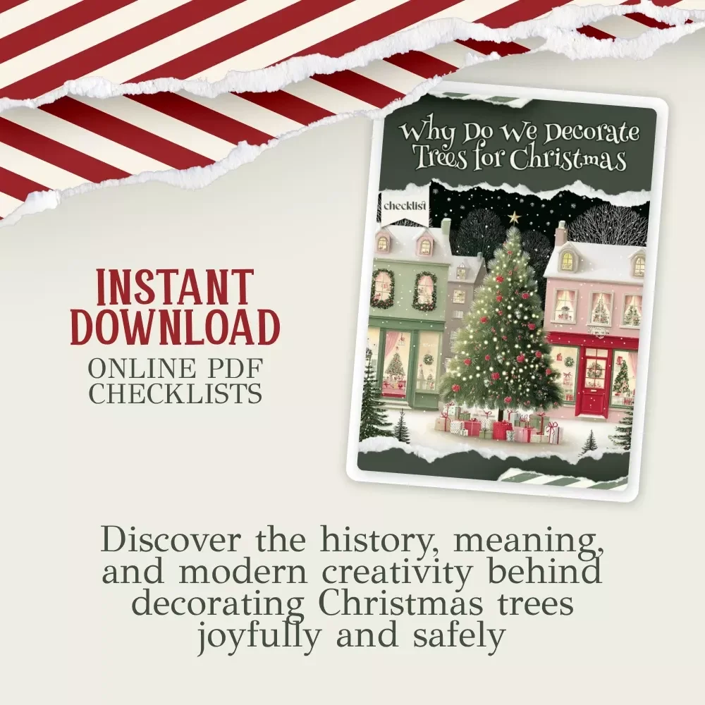 Why Do We Decorate Trees for Christmas | Printable Holiday Tradition Checklist | Learn Why We Decorate Christmas Trees | Family Christmas Activity Digital Download