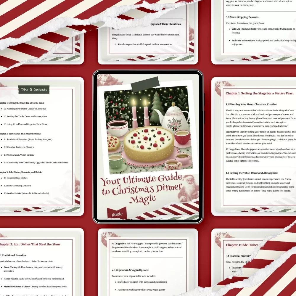 Your Ultimate Guide to Christmas Dinner Magic – Festive Holiday Cooking Guide for christmas dinner ideas, Stress-Free Planning, AI-Powered Menu Creation, Printable Digital Download