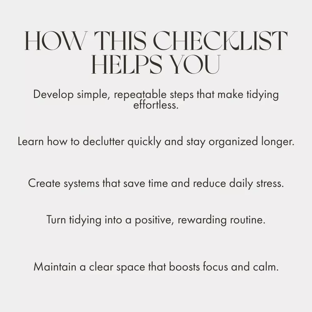 How to Build Simple, Tidy Habits | Printable Checklist for Easy Organization, Decluttering & Mindful Routines | Digital Download for Building Simple Tidy Habits
