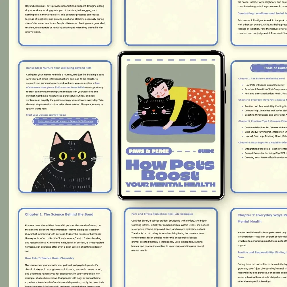 Paws & Peace: How Pets Boost Your Mental Health | Digital eBook Guide for Pet Lovers, Self-Care, and Emotional Wellness | Instant Download Mental Health Support Resource