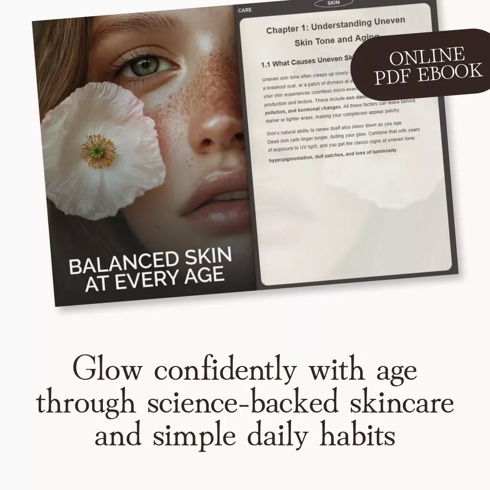Balanced Skin at Every Age | Digital Skincare eBook for Radiant, Even-Toned Complexion | How to Fix Uneven Skin Tone as You Age | Glow Guide for Women 30+
