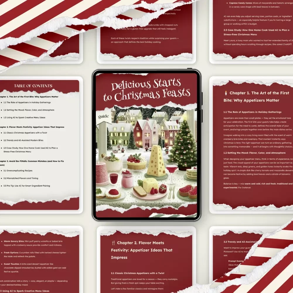 Delicious Starts to Christmas Feasts | Festive Holiday Guide for christmas appetizer ideas | Printable Digital Download for Stress-Free Entertaining