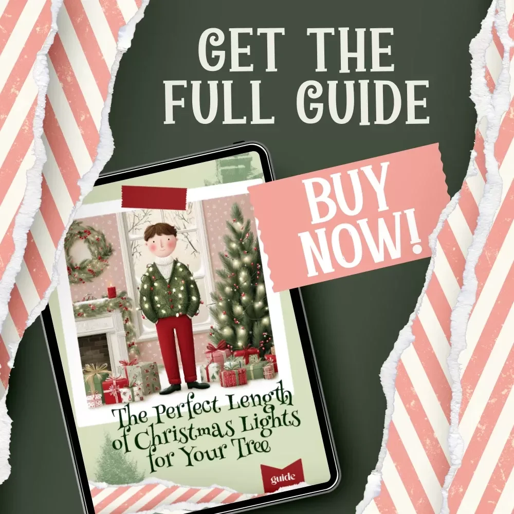 The Perfect Length of Christmas Lights for Your Tree | Printable Holiday Lighting Guide | How Many Feet of Christmas Lights for Tree Formula & Decorating Tips