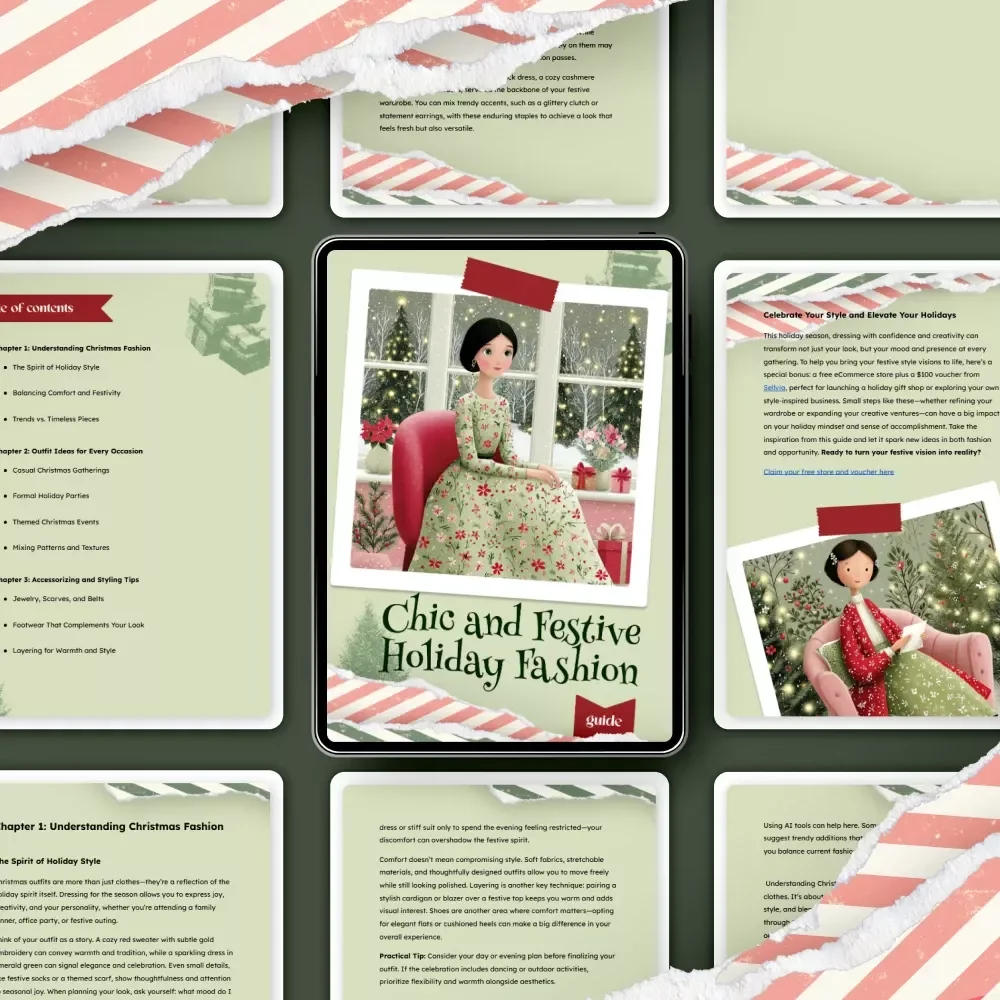 Chic and Festive Holiday Fashion | Christmas Outfit Ideas Guide for Stylish Seasonal Looks | Digital Download
